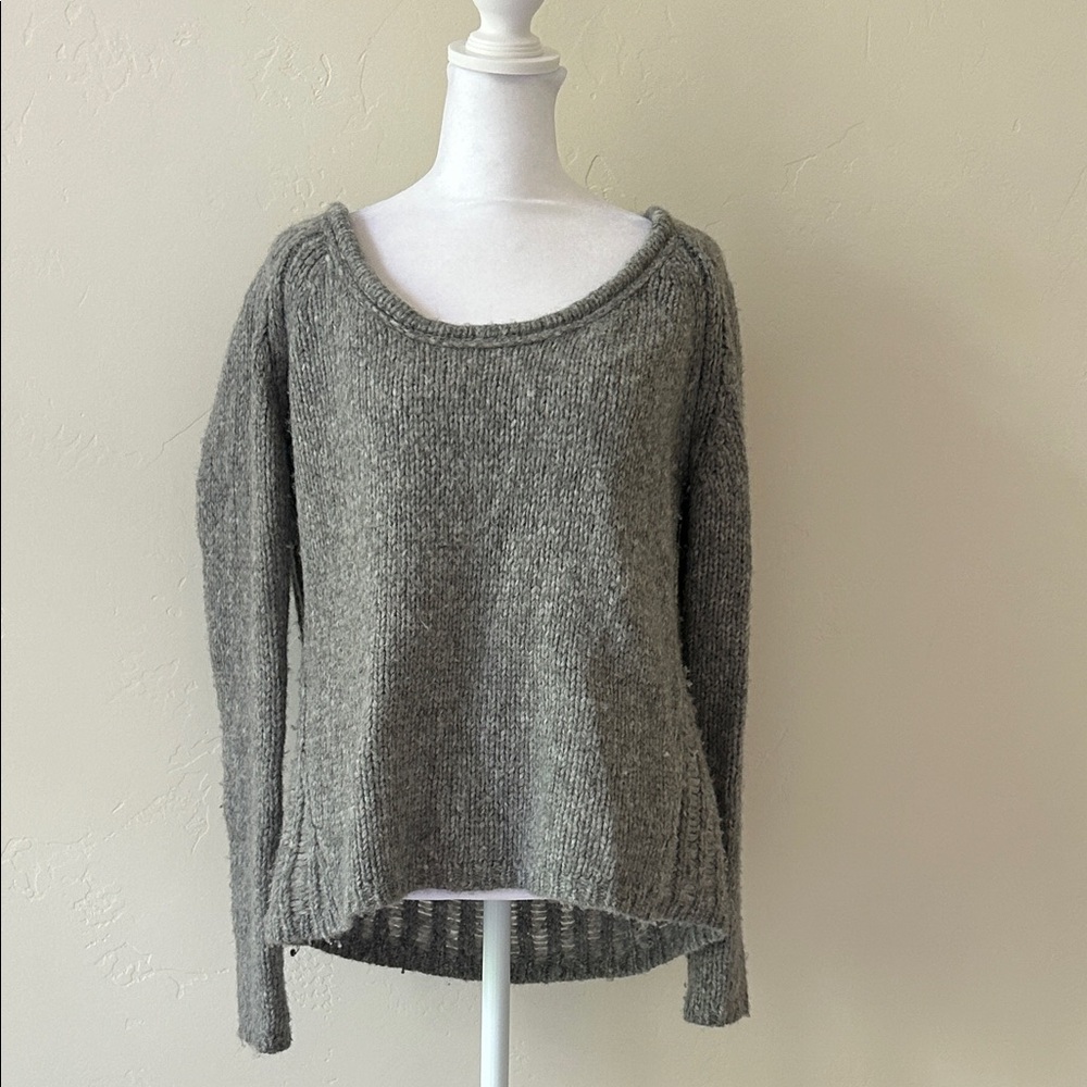 Elegant and Super Soft Gray Alpaca Blend Women's Crew Neck Sweater by Duffy